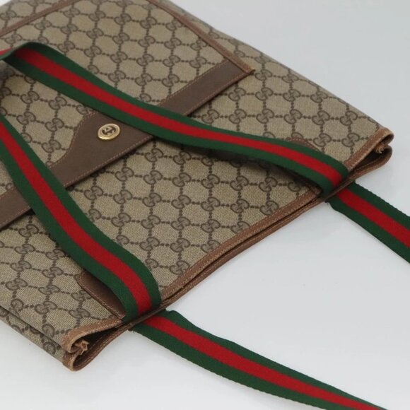 GUCCI GG Supreme Web Sherry Line Bag PVC Beige Green Red - Picture 7 of 15